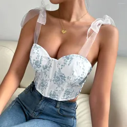 Women's Tanks Spaghetti White Lace-up Corset Women Clothes Sexy Halter Bustier Tank Top Fashion Slim Lingerie Vest Sleeveless Camis