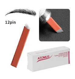 50 Stück Agulha Tebori Nadeln 12 Flex Microblading 12 Pin Klingen für Caneta Pluma Manueller Augenbrauen Tattoo Pen2149719