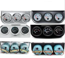 Painel de instrumentos automotivos 12V 52MM preto triplo temperatura da água Fahrenheit pressão de óleo psi voltímetro