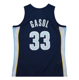 스티치 농구 유니폼 Marc Gasol 2008-09 메쉬 나무 고전 레트로 저지 남자 여자 청소년 S-6XL