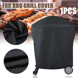 Tools Black Waterproof BBQ Cover Barbeque Rolling Cart Grill Cover för Weber Q1000 Q2000 Series Protector