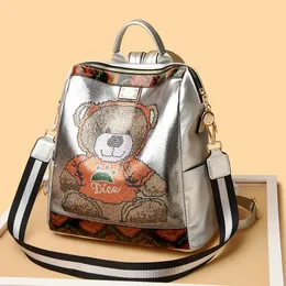 Factory wholesale ladies shoulder bag 2 colors sweet and lovely cartoon handbags outdoor casual leather women's backpack Joker printed student backpack 840#