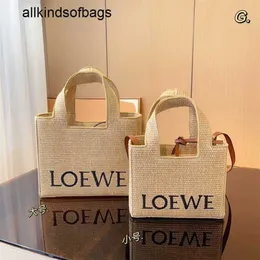 Loewwes Font Tote Women Bags Shopping Lazy Weaving Lafite Grass Advanced High Beauty Small and Fashionable Rj