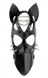 Фетиш кожаная маска для мужчин и женщин Регулируемый косплей унисекс БДСМ пояс для связывания ограничения рабские маски пары T L1 2107229507420