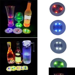 Mats Pads Mini Glow Led Coaster Flashing Creative Luminous Light Bb Bottle Cup Sticker Mat Up For Club Bar Home Party Decoration D Dhcxa