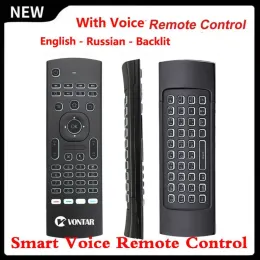 Tangentbord Smart Voice Remote Control 2.4G trådlöst tangentbord Bakgrund MX3 Air Mouse IR Learning for Android 11.0 10.0 TV Box Android 11 10 9