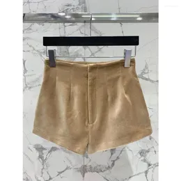 Women's Pants High Quality! High-end Versatile Velvet High-waisted Shorts Three-dimensional Cut Thin Girl Casual Trousers