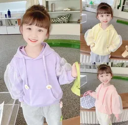 Girls039 flowers Three color hooded fleece Bud silk Hubblebubble sleeve Long sleeve coat Hoodies Sweatshirts8565148