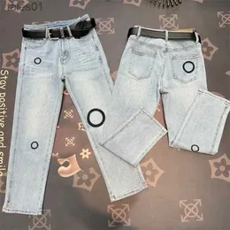 Damen-Jeans, Jeanshose mit Buchstaben, modische Jeanshose, Trend mit neun Punkten, Rauchrohrhose, Hose 240304