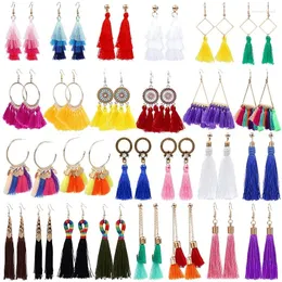 Dangle Earrings 26 Pairs Set Bohemian Tassel With Colorful Long Layered Hoop For Women Girls Gift