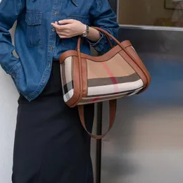 Ränder duk+äkta läder populära kvinnors väskor stora axel messenger väska lyxdesigner handväskor