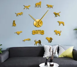 Wall Clocks Irish Wolfhound Dog Giant DIY Clock Pet Animal Frameless 3D Watch Mirror Stickers3626936