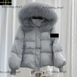 Stones Island Women's Down Parkas Jacket Stonesisland Hoodie Designer Women Fashion Stones Thickened Short Big Fur Collar Duck Down Outerwear Cp Companys 704