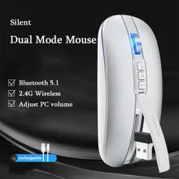 Ratos M113 USB 2.4G BluetoothCompatível Dual Mode Sem Fio Silencioso 800120016002400 DPI Mouse TypeC Carregando Laptop Microfone