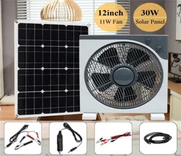 مروحة 12inch11w DC12V مع 12M DCCROCODILE CLIP LINE USB 30WDC 5V Solar Panel Threespeed Adjustment Silent Portable Electric Fans9639987