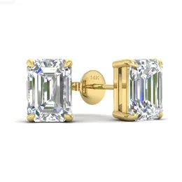 Custom Carats Prong Setting Emerald Cut Cvd Hpht Lab Grown Diamond Studs Solid 9k 10k 14k 18k Gold Stud Earrings