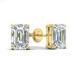 Niestandardowe ustawienie karatów Emerald Cut CVD HPHT LAB Grown Diamond Studs Solid 9k 10k 14k 18K złote kolczyki