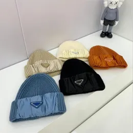 2021 triangle letter knitted hat stitching satin out of the street couple styles warm and thick winter accessories outdoor fashion2235