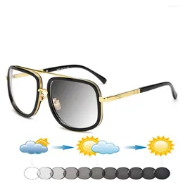 Sunglasses Double Bridge Oversized Trend Square Frame Comfortable Pochromic Reading Glasses 0.75 To 4