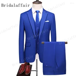 Men's Suits KUSON Men Classic Full Suit Royal Blue Party Wedding Tuxedo Slim Fit Mens Formal Business 3 Pcs (jacket Pants Vest) Set