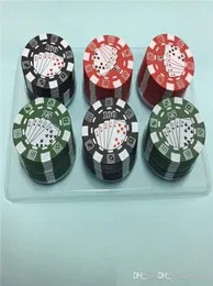 Smerigliatrici stile poker chip a 3 strati Accessori per pipa alle erbe Tabacco alle erbe Manuale Frantoio per sigarette Gadget Rosso Verde Nero 122547516