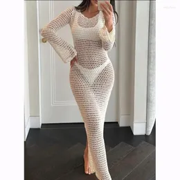 Women's Swimwear Summer Dress Women 2024 Cover Up Swim Suit For Smock Knit Sexy Beach Hollow Out Backless Solid Acrylic Bathrobe The Lace