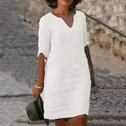 Vestidos De Lino Informales: Vestido Casual De Algodón Vintage