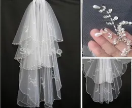 2017 vendita 2 strati di perla lucida bianco avorio velo da sposa da sposa e pettine tiara accessorio AF47 sposa7475198