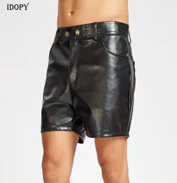 Idopy Punk Leather Short Pants Male Hair Pantlist Nightclub Summer Pu Performance Hip Hop Men Clothing Shorts Men039S5697137