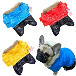 Jackets Winter Dog Overalls For Small Large Dogs Waterproof Warm Fur Collar Down Jacket Puppy Pet Hooded Jumpsuit French Bulldog Clothes