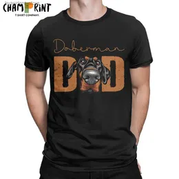 Men's T-Shirts Men Doberman Dad Dog T Shirts Animal Pet Oversized Pure Cotton Clothing Novelty Short Sleeve Crewneck Tees Gift Idea T-Shirt L240304