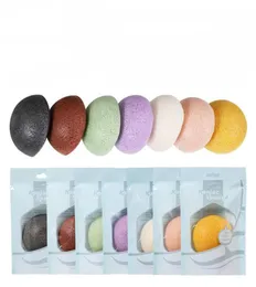 Натуральная круглая губка Konjac для мытья лица, очищающее средство для лица, отшелушивающее средство для чистки лица для женщин, 7 цветов LJJP3356738629
