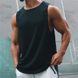 Yaz Hızlı Kuru Spor Tişörtleri Erkekler İçin Düz Renkli Kolsuz Kas Tank Üst Fiess Spor Salonu Toplar Vücut Geliştirme Tees 240304