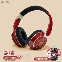 Auricolari per cellulare Genshin Impact Cuffie Hu Tao Cosplay Auricolare Bluetooth senza fili Cuffie per personaggi del gioco con microfono Distintivo Hu Tao YQ240304