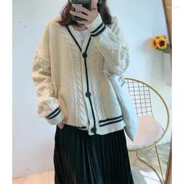 Women's Knits Casual Loose Slight Stretch Knitted Cardigan Women Fashion Warm Soft V-neck Single Breasted Sweater Top Autumn Winter