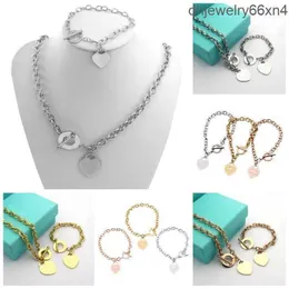 Bracelet Necklace Christmas Gift 925 Sier Love S Set Statement Jewelry Heart Pendant Necklaces Bangle Sets 2 In 1 Drop Deli Dhiwj TVTS