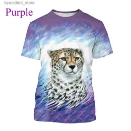 Men's T-Shirts New 3D-printed Animal Cheetah T-shirt Summer Mens Cheetah T-shirt Womens Cheetah Printed T-shirt Cheetah Round Collar Shirt L240304