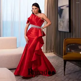 Party Dresses Ranadoo Rhinestones Ruffles Prom Charming Satin Formal Gowns For Women Off The Shoulder Trumpet Sweep Train