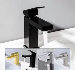 Black Plated Undercounter Badrumskran Kvalitet Mässing och kall mixer Square Design Basin Water Tap Chrome Borsted Gold3060779