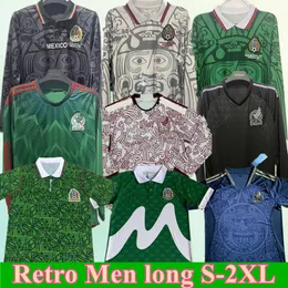 Mexico Retro Soccer Jerseys Kit Vintage Football Shirt T målvakt Uniform 94 95 96 97 98 06 10 11 12 Långärmad fotbollsskjorta throwback S-2XL Men 88 89