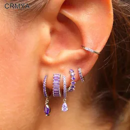 Dangle Earrings Crmya Violet Cubic Zirconia Hoop for Women Fashion Gold Plated Enclated Set 2024 Excesssories بالجملة بالجملة