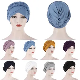 Beanie Skull Caps 1PC Abito musulmano Turbante Cappello stile occidentale Baotou Cap Elegante bellissimo colore solido Cappelli Accessori per capelli per Wom201r