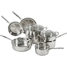 Cookware Sets 11-Piece Set Chef's Classic Stainless Steel Collection Dishwasher Safe Making Cleanup Effortless