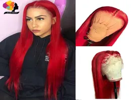 Vermelho borgonha 134 brasileiro peruca dianteira do laço completo para mulheres peruca de cabelo sintético pré arrancado com cabelo do bebê pode ser trançado 9140890