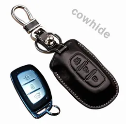 Hyundai Creta IX25 Grand I10 XCent Elite I20 I40 Smart Key Holder Bag Auto Keychain Accessor2706269の本物のレザーカーキーFOBカバー