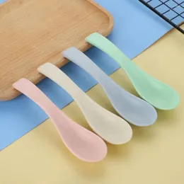 Spoons 5Pcs Colorful Wheat Straw Soup Spoon Children Rice Anti-fall Plastic Ladle Scoop Tableware Kitchen Accessories
