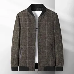 Men's Jackets 2024 Fashion Baseball Collar Casual Spring Autumn Men Checked Outdoors Male M-6XL Daily Coats