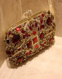 Luxury Red Crystals Bridal Hand Bags Evening Clutch Bags Wedding Handbag Designer Gold Formal Party Beaded Purse Bridal Accessorie2214919