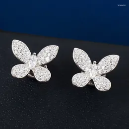 Stud Earrings 925 Sterling Silver Butterfly For Ladies Sweet Simple Fashion Jewelry Party Gift