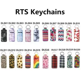 Parti Favor Mermer Renk Neopren Chapstick Tutucu Kullanışlı Dudak Balsamı Keychains Ruj Anahtar Kez Sleve Tecesi Metal Damla Teslimat